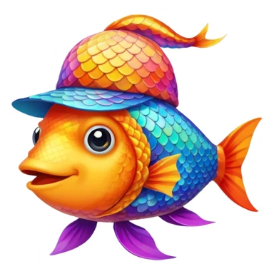 poisson avec chapeau sticker