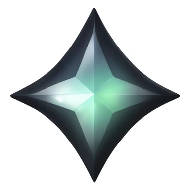 shiny black pastel four-point star diamond rounded sticker