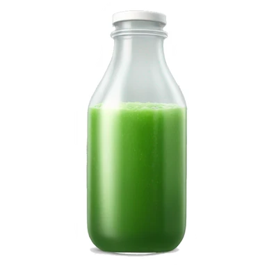 aesthetic green juice in tall clear drink bottle with white lid realistic soft textures sticker