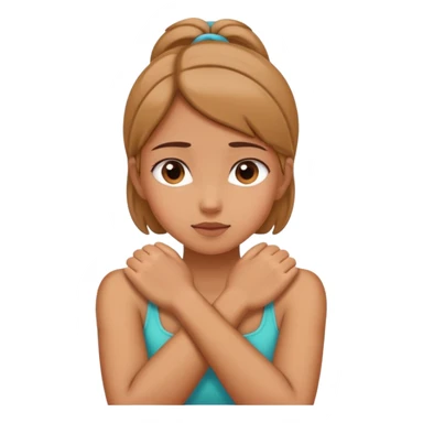 girl grabbing her neck with her hands crossed  sticker