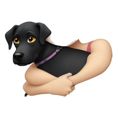 White Girl hugs black dog sticker