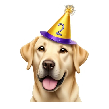 Labrador wearing new years eve Party hat the hat with the Numbers 2025 sticker