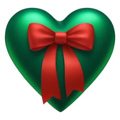 Dark green heart with red bow  sticker