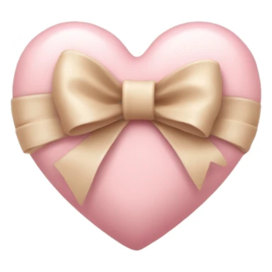 soft pink heart with slightly sandy beige bow and ribbon on it like wrapping a gift sticker