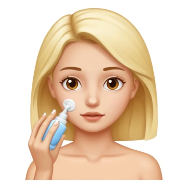 Girl getting lotion shot on face sticker