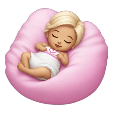 white sleeping newborn in a dress with a barbie logo sticker