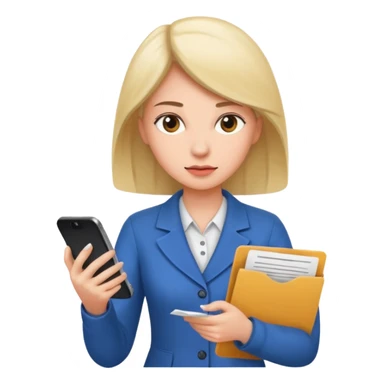 same woman but leaving documents to phone sticker