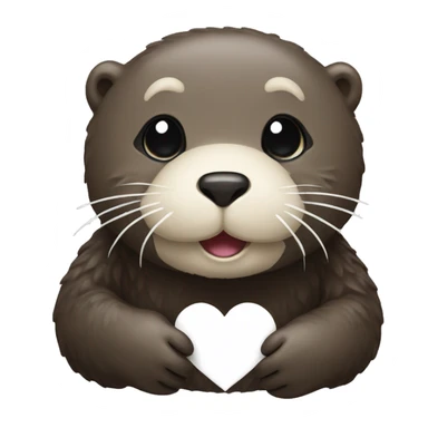 sea otter holding a white heart sticker