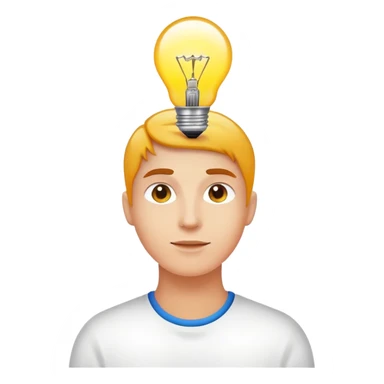 person with light bulb above head, healthy glowing person sticker