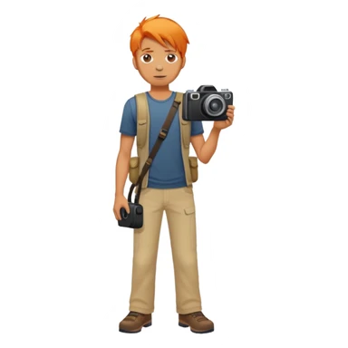 orange hair full body man with camera standing sticker
