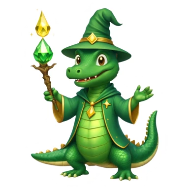 happy alligator wizard, casting a spell, sparkles sticker