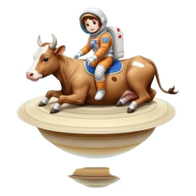 a cow and saturn but the cow head on top of saturn and human feet at the bottom sticker