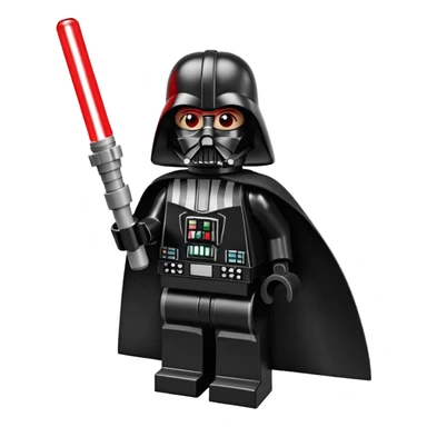 Darth Vader as a LEGO minifigure holding a red lightsaber sticker