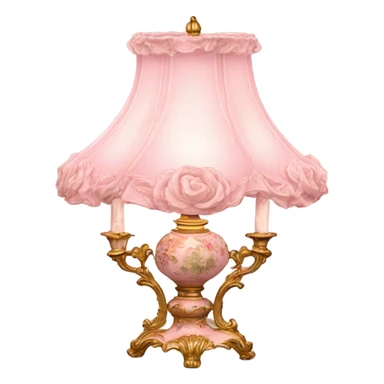 highly detailed vintage rococo light pink dainty floral lamp sticker