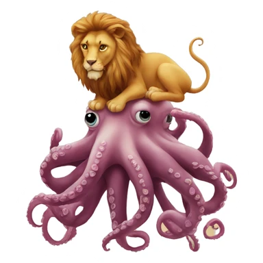An octopus on top of a lion sticker