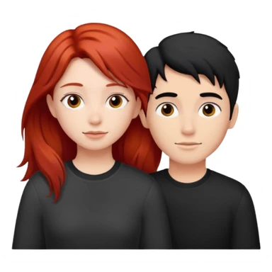 Red haired girl with black hair boy romance sticker