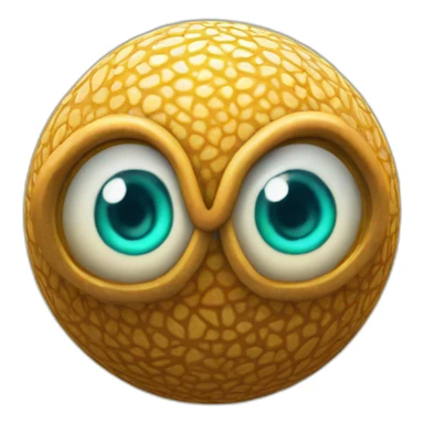 3d sphere with a cartoon Squid skin texture with Eye of Horus sticker