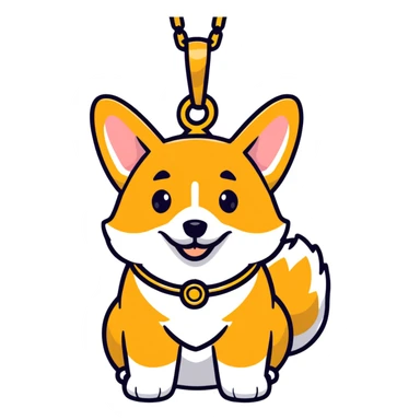 corgi wearing a gold chain sticker