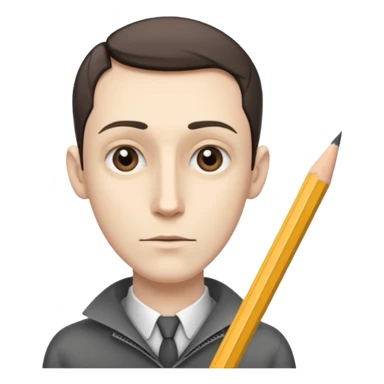 a very thin man next to a pencil sticker