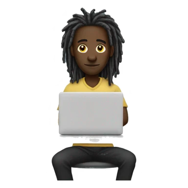 Black-guy-with-dreads-sitting-down-on-chair-facing-desk-foward-focused-on-laptop-computer sticker