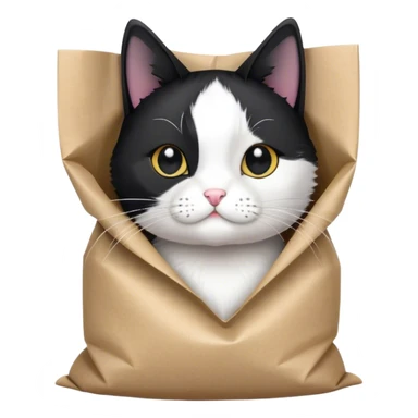 Tuxedo cat with paper sack on its head sticker