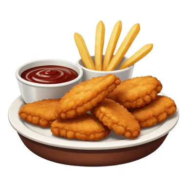 Chicken nuggets and fries with bbq sticker
