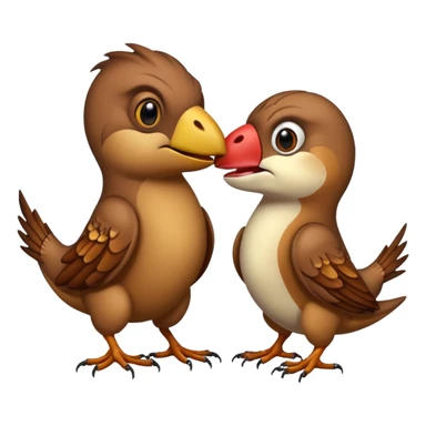 A sparrow kiss a trex sticker