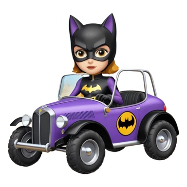 Hot racing cartoons BatGirl’s sixty’s tv show 1932 stealth retro cat burglar sporty petite off-road pursuit mobile cruiser car (reclined seating position) sticker