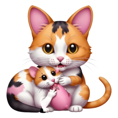 A cat holding a dead mouse in its mouth sticker