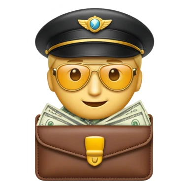 Aviator money emoji, wallet full of cash, casino vibe, premium 3D emoji style, clean, no background
 sticker