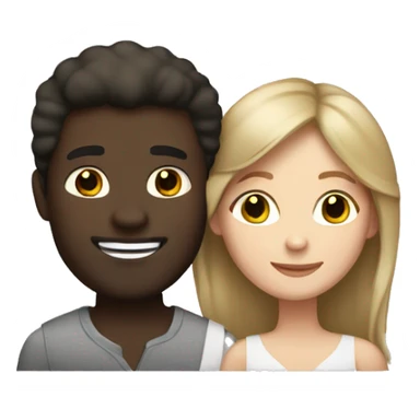 Interracial marriage white woman brown hair black man happy sticker