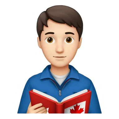 A man studying with a map of Canada in the background sticker