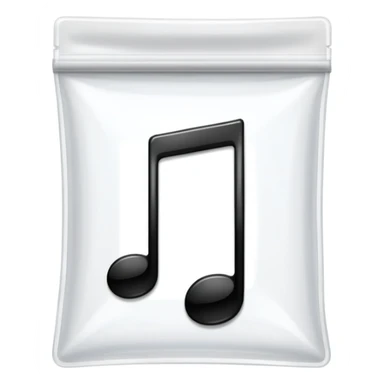 transparent ziplock bag with a black music note inside sticker