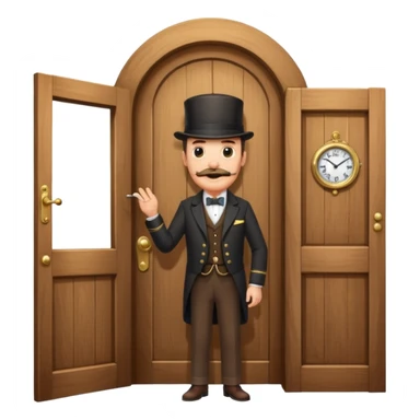 emoji of a gentleman with moustache and monocle standing nearby door welcoming you sticker