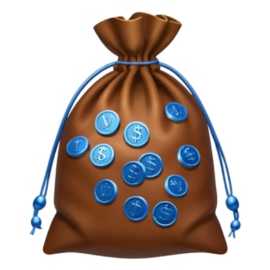 brown money bag of blue coins sticker