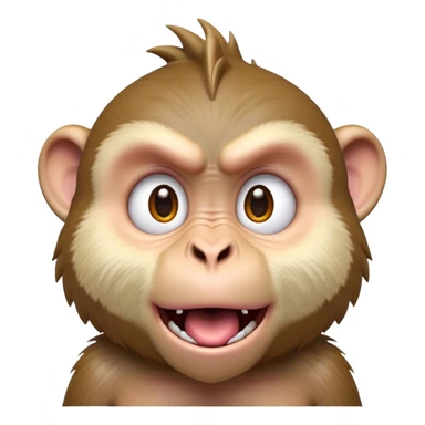 Cinematic Comical Macaque Portrait Emoji, Head tilted dramatically with an exaggerated, shocked expression and a raised eyebrow, featuring a lively, nimble build with spiky fur and wide, comically expressive eyes, Simplified yet hilariously animated features, highly detailed, glowing with a slightly sassy, vibrant glow, high shine, dramatic yet playful, stylized with an air of cheeky primate attitude, soft glowing outline, capturing the essence of a meme-worthy macaque that looks ready to deliver a playful side-eye into viral fame! sticker
