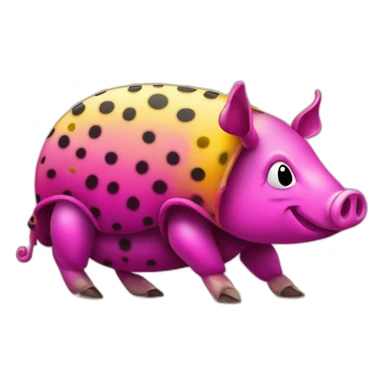 Magenta pig armadillo cow centipede insect with yellow and black spots gradient mottled sticker