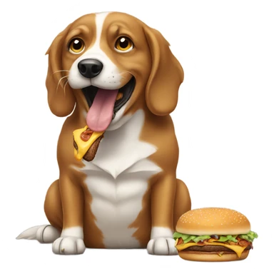 Dog eating a burger sticker