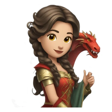 Brunette princess with dragon sticker