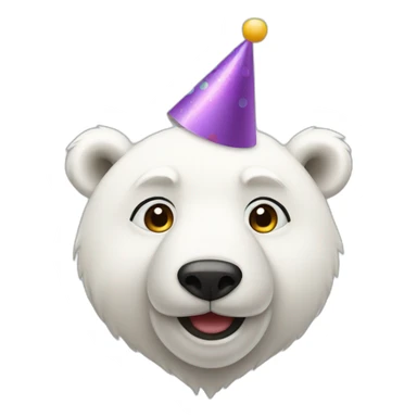 A cute polar bear wearing a birthday hat sticker