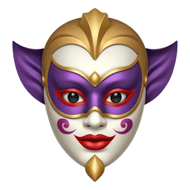 circus masked performer portrait, head and shoulders only, elegant carnival mask, dramatic costume collar, mysterious expression, 3D cartoon, mobile game icon style, clean background, no text, no watermark sticker