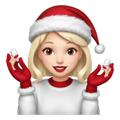 Sassy, cunty, girly Santa with big lips, fake nails, and a sweater, and a santa hat sticker