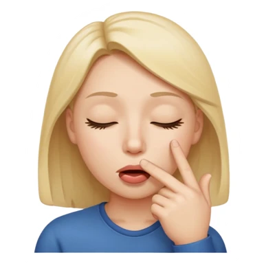 una cara con los ojos cerrados y con un dedo en la boca coqueta  sticker