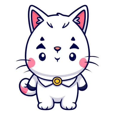 a white cat wearing a fancy costume sticker