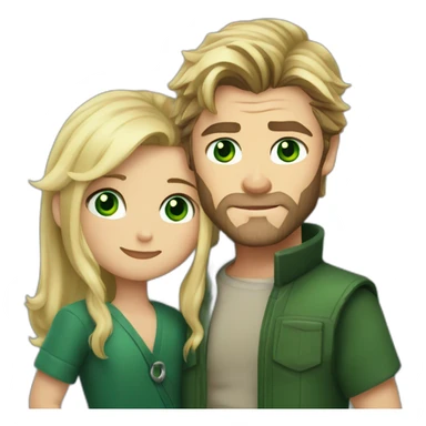Chris hemsworth and blond girl green eyes hugging sticker