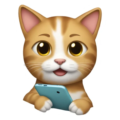 cat scrolling on phone in bed sticker