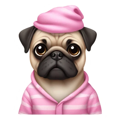 Pug wearing pink pjs sticker
