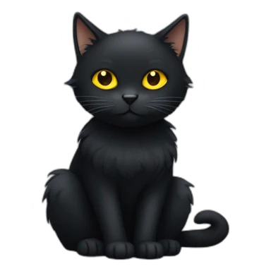 Black cat with yellow eyes and fluffy sticker
