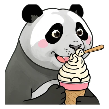 Panda eating ice cream sticker