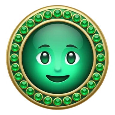 Create a custom emoji badge featuring a stylized, letter “S”. Theme it according to the Emerald rank from League of Legends. Use deep green gemstones, bright emerald glows, and polished metallic framing. Luxurious and clean.
 sticker